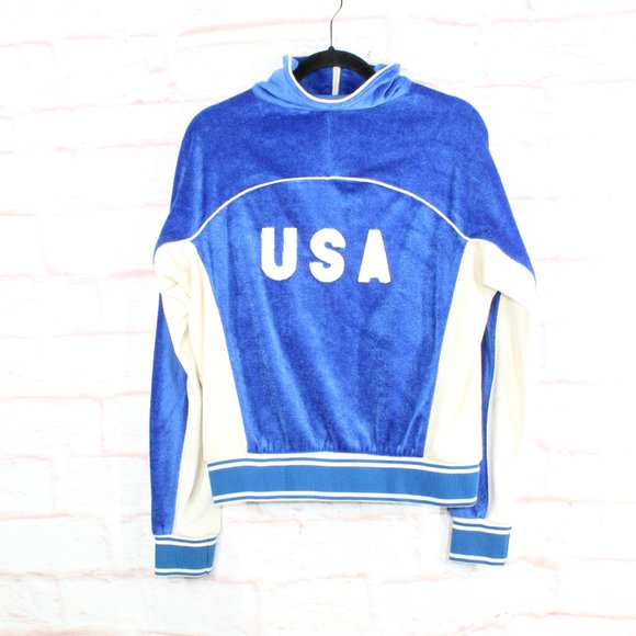 Vintage Levi's Blue Acrylic Zip Up USA National Sport Festival Track Jacket Sz L - Picture 4 of 9